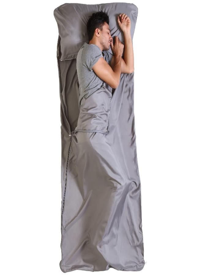 Sleeping Bag Liner - Adult Sleep Sack & Travel Sheets - Travel Sleep Sack for Backpacking, Hotels & Hostels - Lightweight Single & Double Camping Sleeping Bag Liners - Comfortable Camping Sheets
