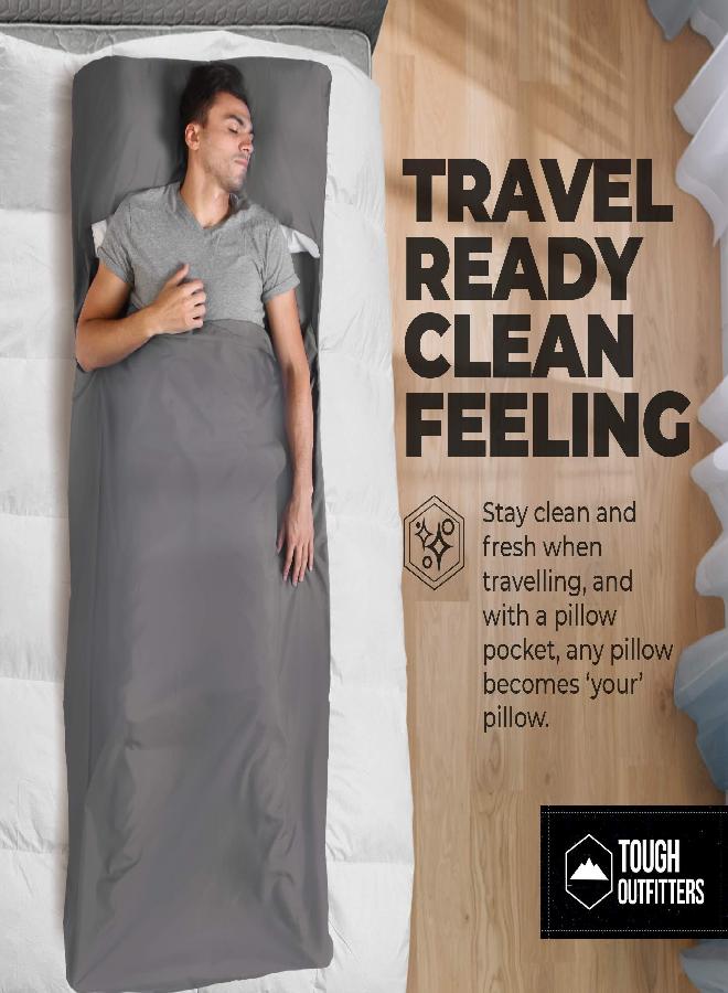 Sleeping Bag Liner - Adult Sleep Sack & Travel Sheets - Travel Sleep Sack for Backpacking, Hotels & Hostels - Lightweight Single & Double Camping Sleeping Bag Liners - Comfortable Camping Sheets
