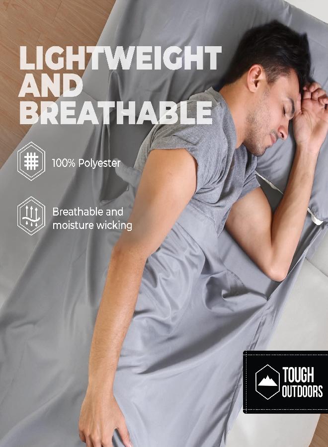 Sleeping Bag Liner - Adult Sleep Sack & Travel Sheets - Travel Sleep Sack for Backpacking, Hotels & Hostels - Lightweight Single & Double Camping Sleeping Bag Liners - Comfortable Camping Sheets