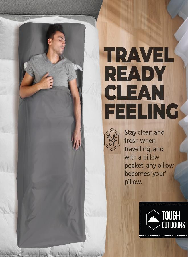 Sleeping Bag Liner - Adult Sleep Sack & Travel Sheets - Travel Sleep Sack for Backpacking, Hotels & Hostels - Lightweight Single & Double Camping Sleeping Bag Liners - Comfortable Camping Sheets