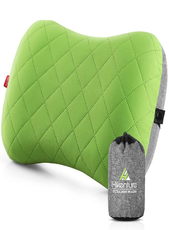 Camping Pillow With Removable Cover - Ultralight Inflatable Pillow For Neck Lumber Support - Upgrade Backpacking Pillow - Washable Travel Air Pillows For Camping, Hiking, Backpacking (Green)