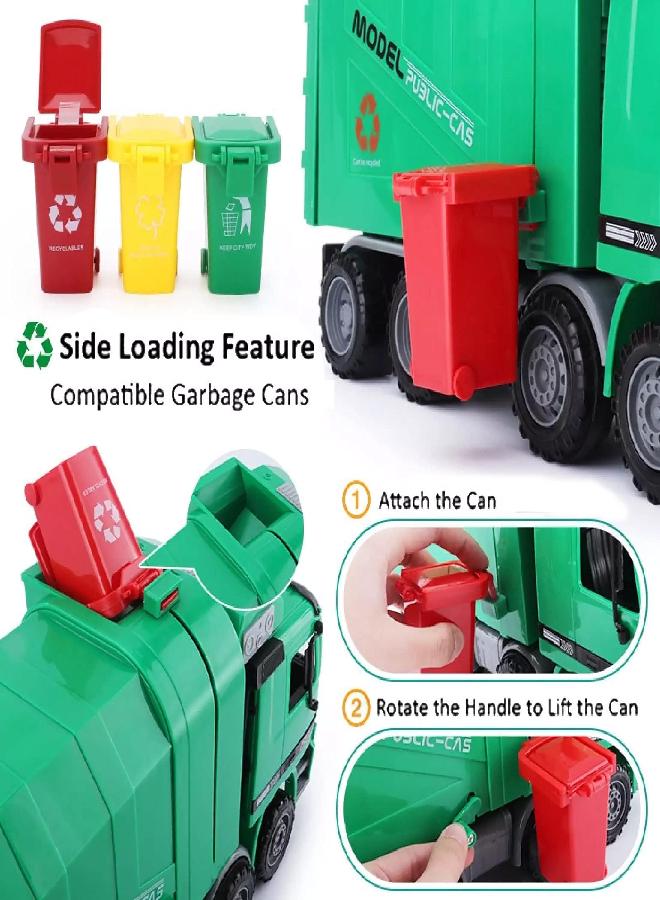 Liberty Imports 14 inches Oversized Friction Powered Recycling Garbage Truck Toy for Kids with Side Loading and Back Dump