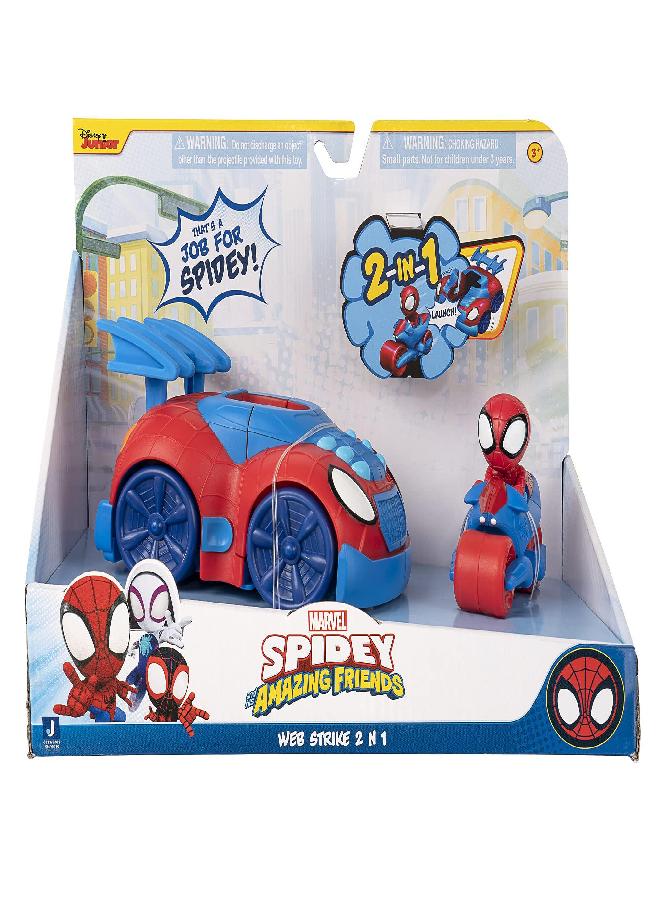 Marvel Spidey and His Amazing Friends 2 n 1 Web Strike Feature Vehicle - Must-Have Toy for All Fans