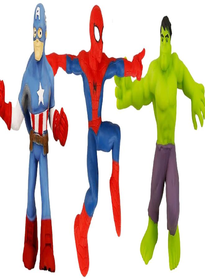 JA-RU Marvel Avengers Stretchy Toys Heroes Squish & Pull Toys (3 Units Assorted) Hulk Captain America & Spiderman Anxiety Calming Fidget Toy, Stress Toys for Kids & Boys Toys DEF-6900-3