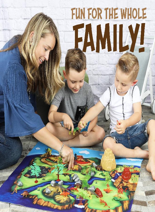 Toyvelt Dinosaur Play Set Dinosaur Toys Includes 20 Realistic Dinosaurs, 29 Trees & Rocks, PlayMat, and Beautiful Container to Create a Dino World Great Gift for Boys & Girls Ages 3,4,5,6, and Up