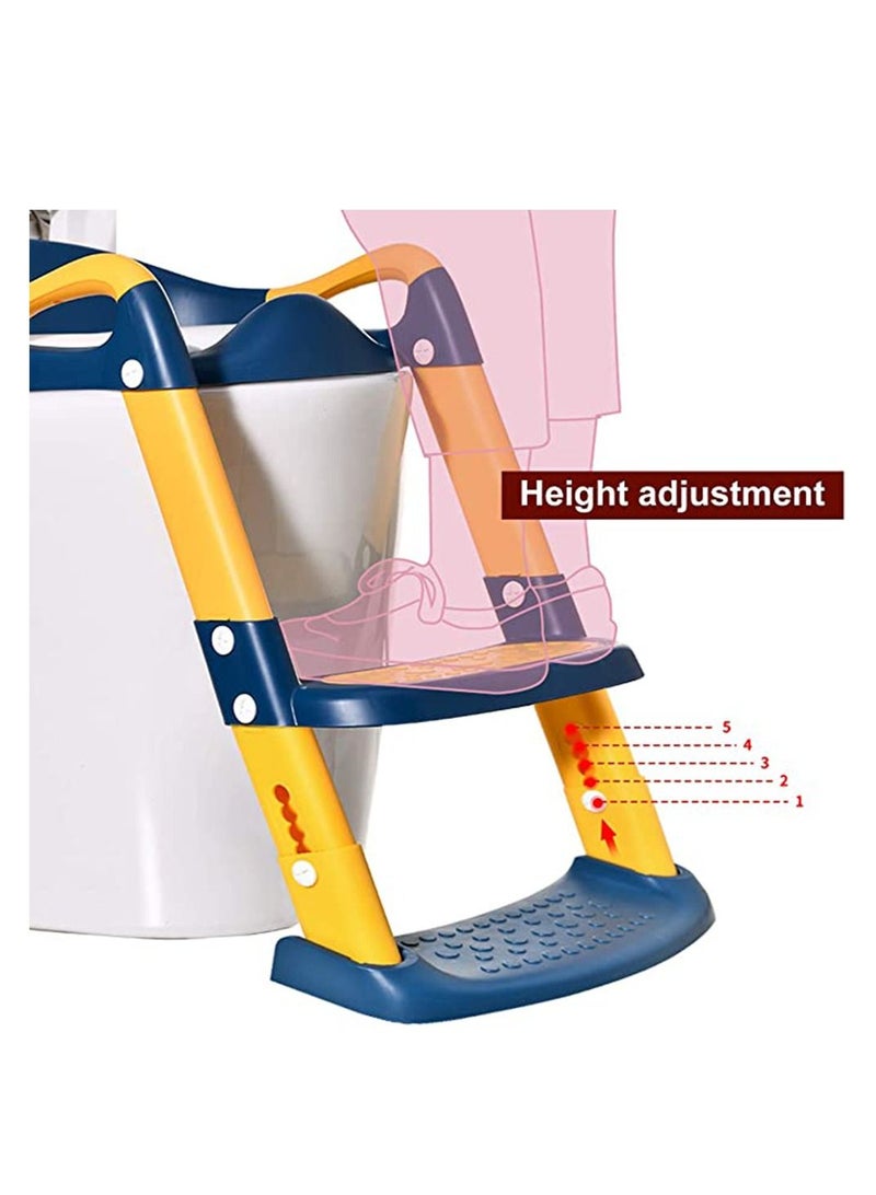 Potty Training Seat for Kids, Adjustable Toddler Toilet Potty Chair with Sturdy Non-Slip Step Stool Ladder, Comfortable Handels and Splash Guard