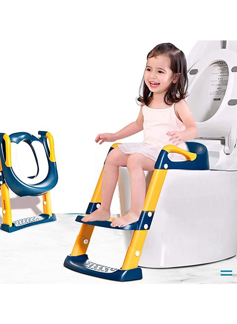 Potty Training Seat for Kids, Adjustable Toddler Toilet Potty Chair with Sturdy Non-Slip Step Stool Ladder, Comfortable Handels and Splash Guard