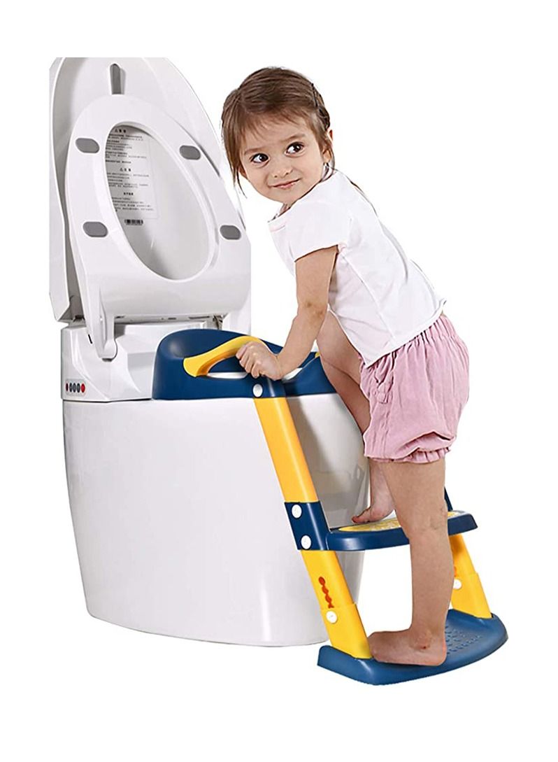 Potty Training Seat for Kids, Adjustable Toddler Toilet Potty Chair with Sturdy Non-Slip Step Stool Ladder, Comfortable Handels and Splash Guard