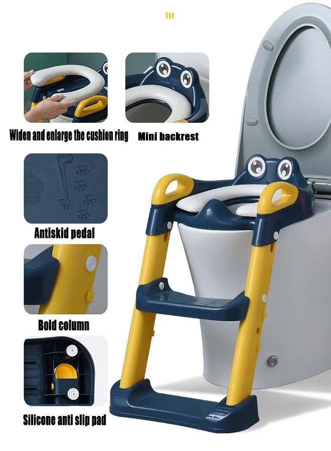 Potty Training Seat for Kids, Adjustable Toddler Toilet Potty Chair with Sturdy Non-Slip Step Stool Ladder, Comfortable Handels and Splash Guard