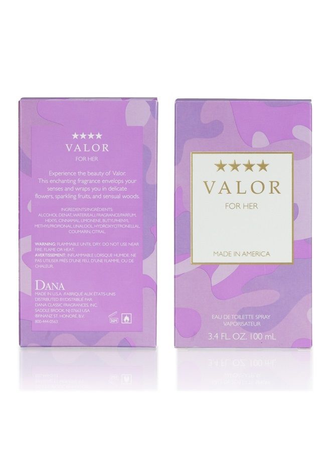 Valor by Dana 3.4 oz Eau De Toilette Spray for Women