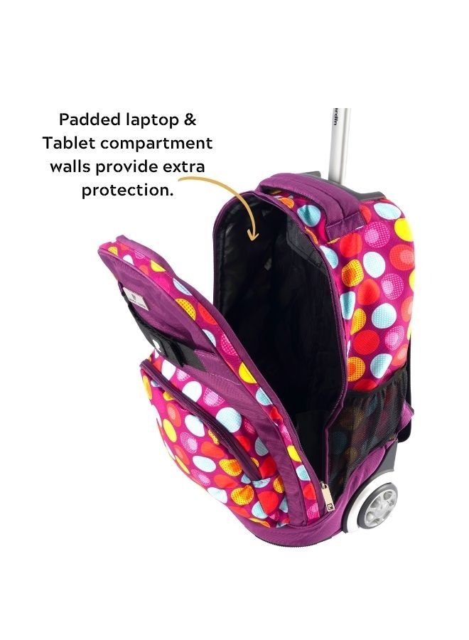 Pierre Cardin Trolley Backpack Set of 3-Purple Polka Dots Design