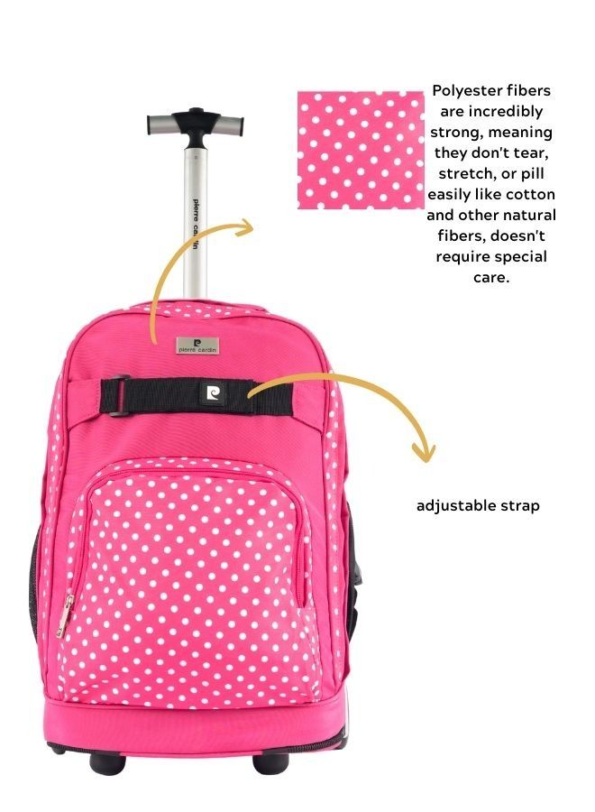 Pierre Cardin Trolley Backpack Set of 3-Pink White Dots Design