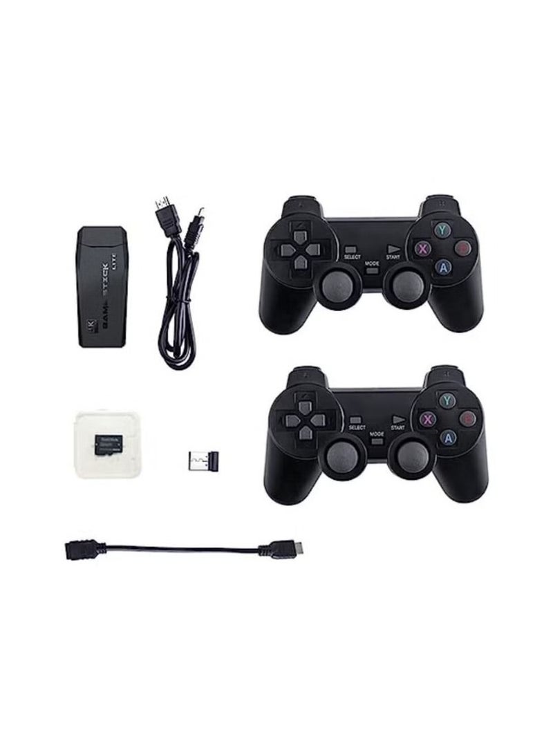 Integrated retro 4K game console with dual 2.4G wireless controllers, plug-and-play video game stick, built-in 20000 games, 9 classic emulators, high-definition HDMI output for TV