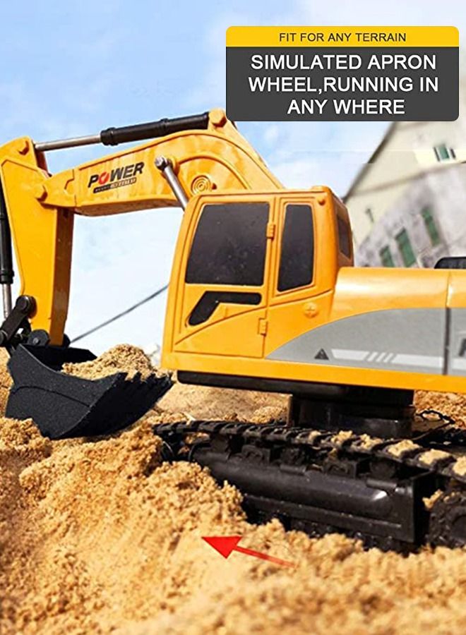 Remote Control Excavator Toy Truck RC Excavator with Metal Shovel Lights Sounds Rechargable Engineering Sand Digger Construction Vehicle Toy Gift for Boys Girls Kids & Children