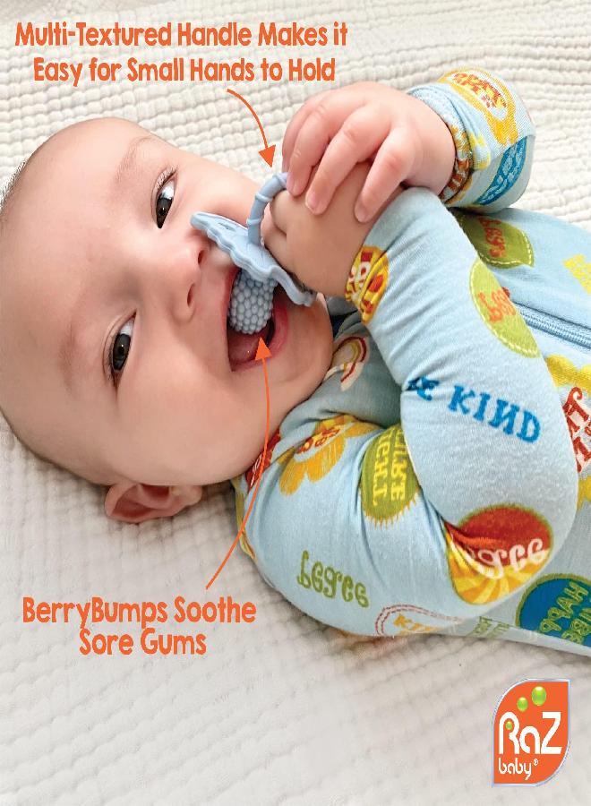 RaZbaby RaZberry Silicone Baby Teether Toy (2-Pack) - Berrybumps Soothe Babies Sore Gums - Infant Teething Toy - Hands Free Design - BPA Free - Easy-to-Hold Design - Teething Relief Pacifier Red