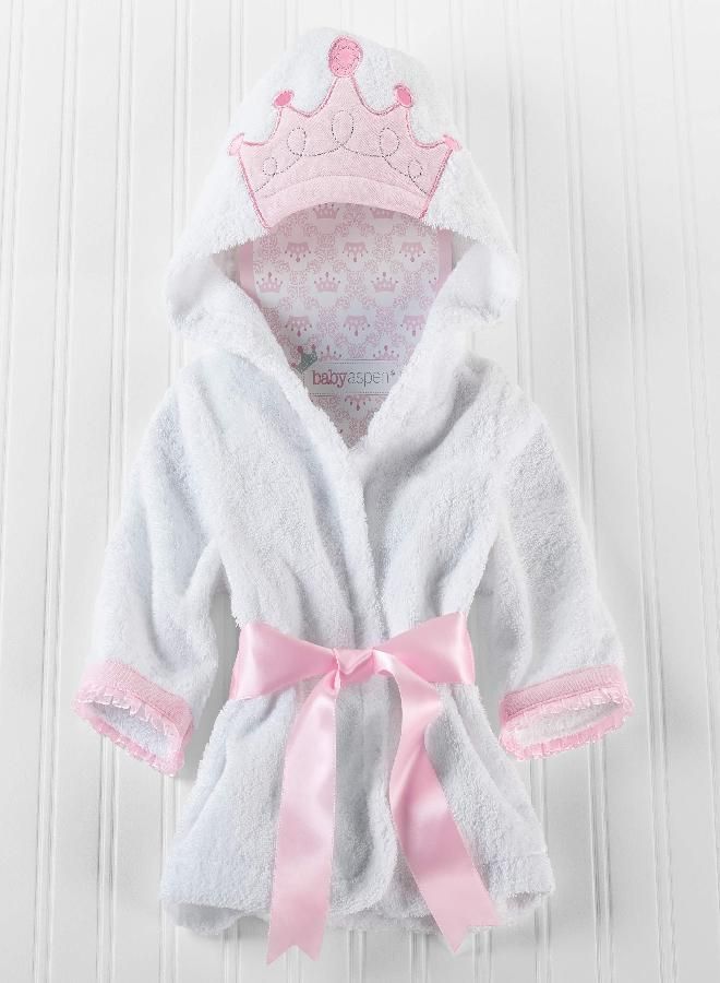 Baby Aspen Little Princess Hooded Towel Robe, Baby Shower Gifts, 0-9 Months, Baby Bath Towel/Spa Robe