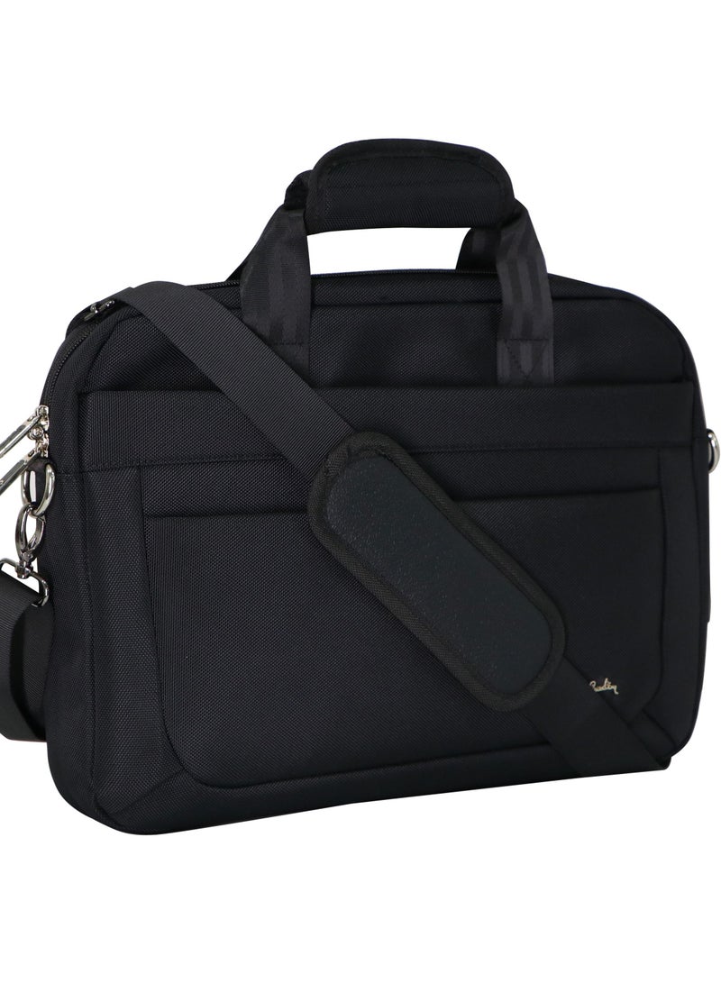 Premium Business Laptop Briefcase 14.5-Inch Laptop Bag Large Capacity Messenger Bag Soft Top Handle Handbag with Long Straps for Men Travel Office Work Black