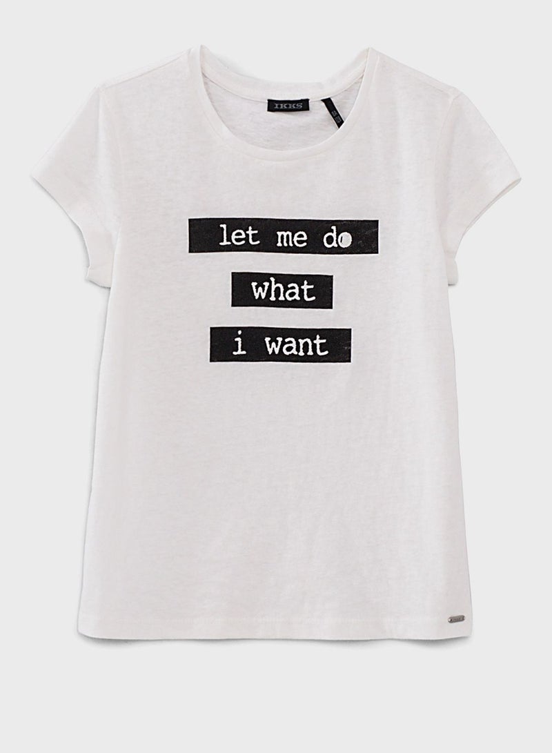 Kids Slogan T-Shirt With Hairband