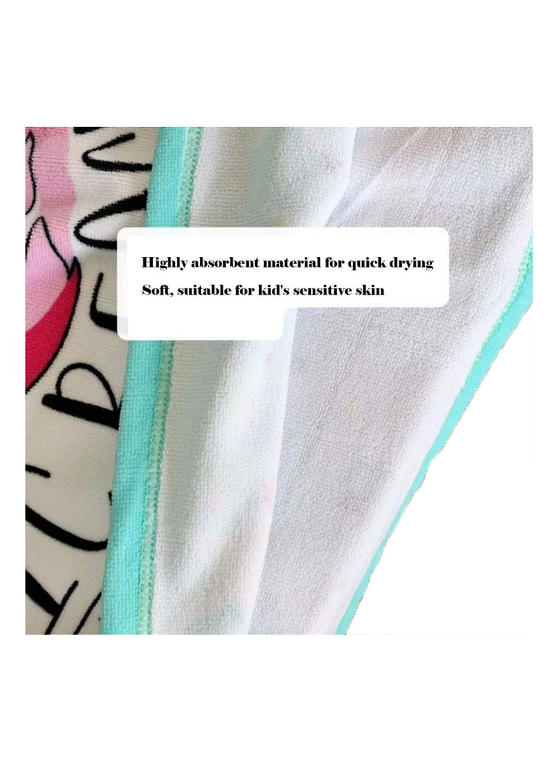 Beach Poncho Larger Hooded Beach Towel, Beach Accessories Essentials, Surf Poncho Changing Towel Robe, Kids Microfiber Bath Towel Cover-up Super Soft Plush, with Hood for Kids for Girls