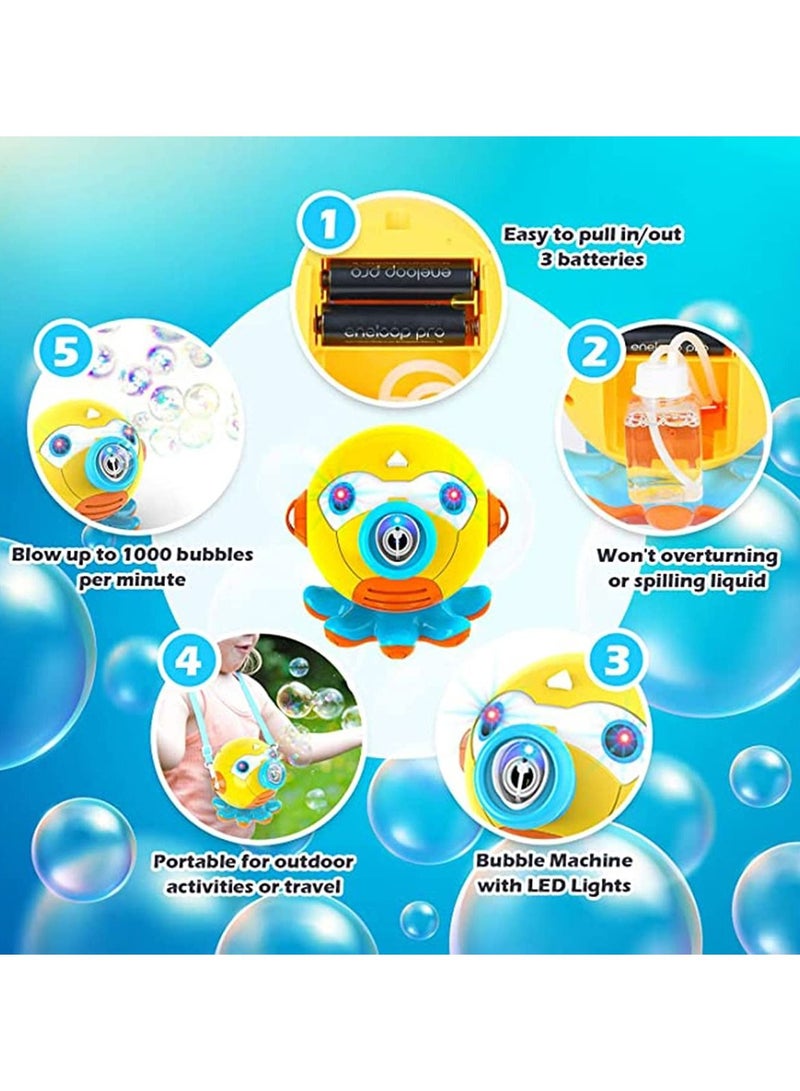Bubble Machine, Bubble Blower for Toddlers Octopus Auto Bubble Maker with Light for Kids Automatic Outdoor Indoor Bubble Maker Toy