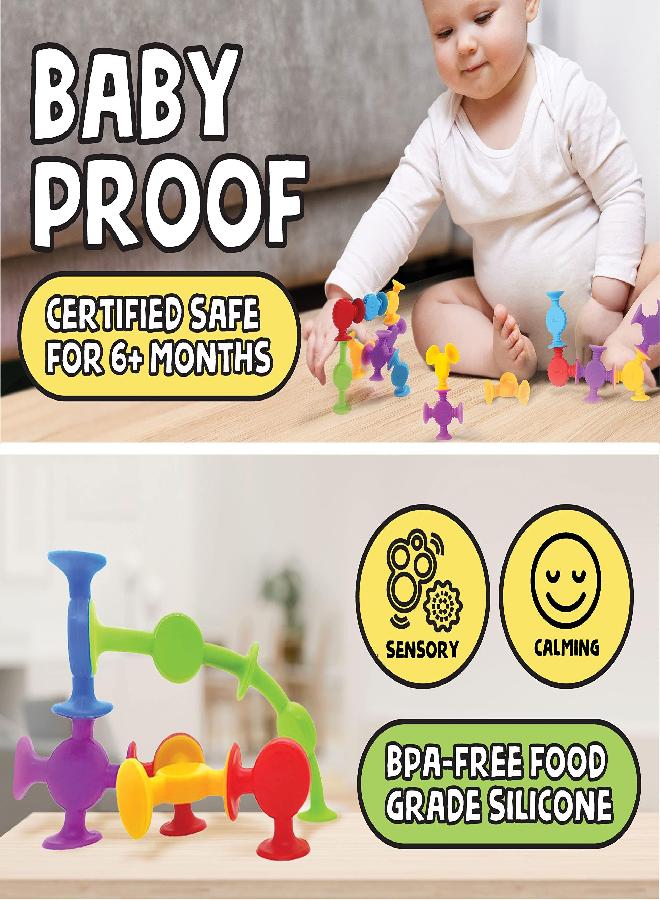 BUNMO Textured Suction Bath Toys 10pcs | Connect, Build, Create | No Mold Bath Toy | Hours of Fun & Creativity | Stimulating & Addictive Sensory Suction Toy | No Hole Bath Toy | Mold Free Bath Toys