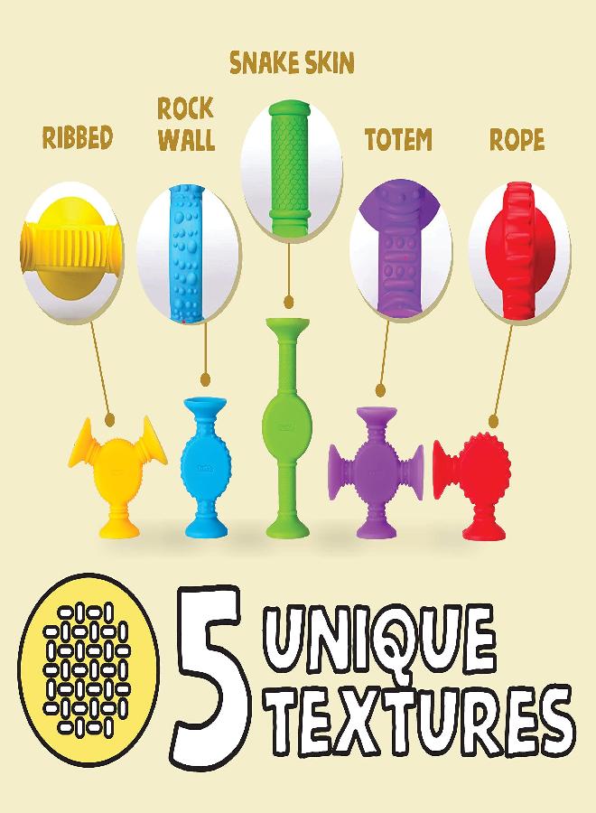 BUNMO Textured Suction Bath Toys 10pcs | Connect, Build, Create | No Mold Bath Toy | Hours of Fun & Creativity | Stimulating & Addictive Sensory Suction Toy | No Hole Bath Toy | Mold Free Bath Toys