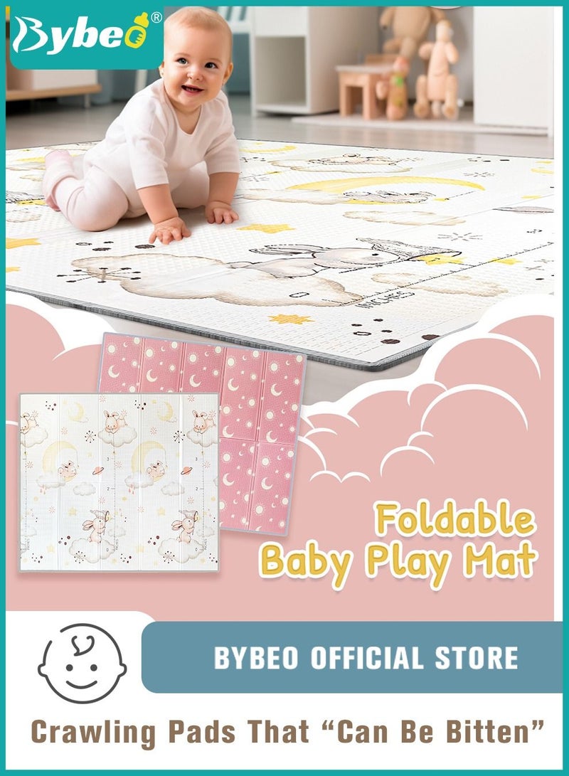 Baby Play Mat, Reversible Foldable Playmat Portable Extra Large Thick Foam Crawling playmats with Travel Bag for Infants, Babies,Toddlers, Indoor Outdoor Use, BPA Free, 180*200cm