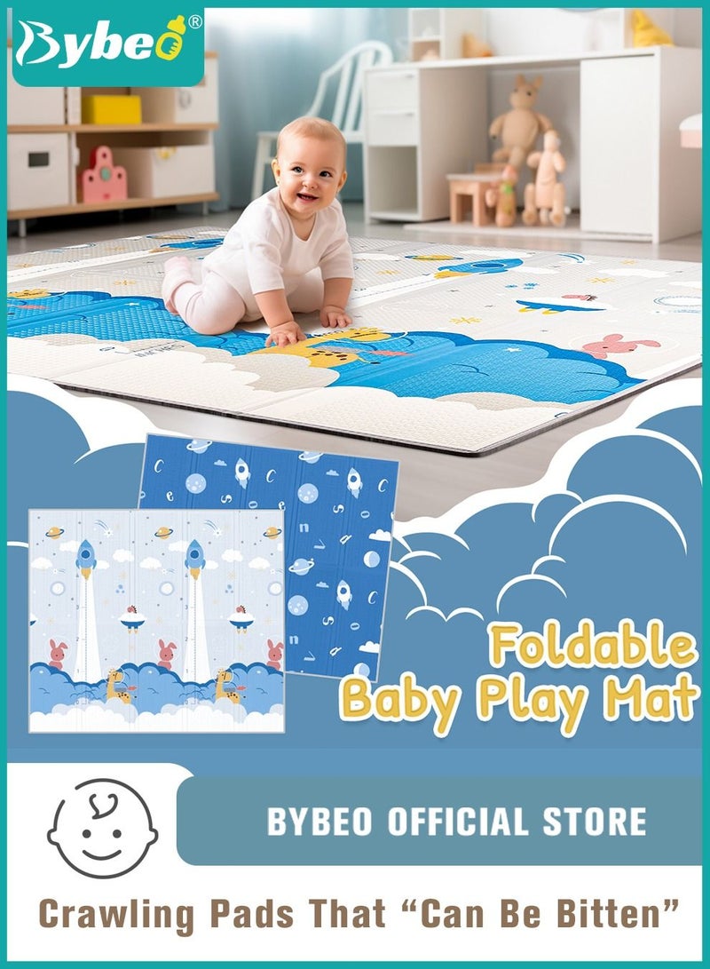 XPE Baby Play Mat, Reversible Foldable Playmat Portable Extra Large Thick Foam Crawling playmats with Travel Bag for Infants, Babies,Toddlers, Indoor Outdoor Use, BPA Free, 180*200cm,12mm