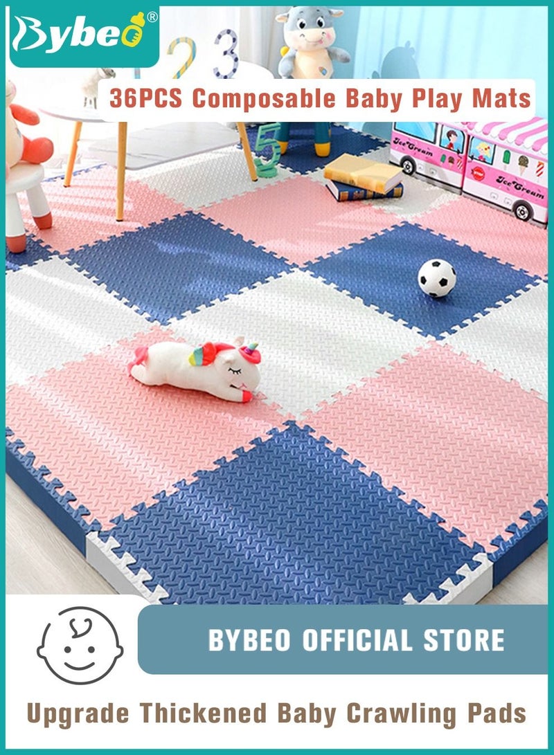 36PCS Soft EVA Baby Play Mat, Composable Babies Play Pen Tummy Time Playmat & Crawling Mats for Infants, Babies,Toddlers, Indoor Outdoor Use, BPA Free, 30*30cm, 12mm