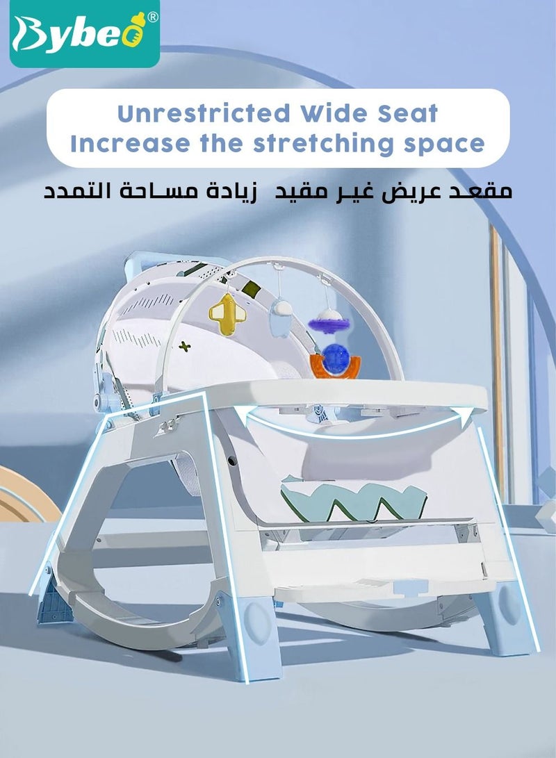 5 in 1 Multifunctional Baby Rocking Chair, Booster Seat, Dinning Dining Chair for Kids, Toddler Stroller With Sunshade Shede, Music and Hanging Toys
