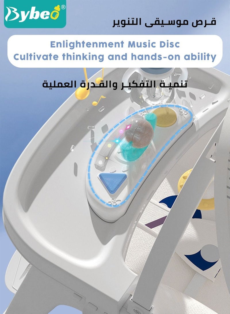 5 in 1 Multifunctional Baby Rocking Chair, Booster Seat, Dinning Dining Chair for Kids, Toddler Stroller With Sunshade Shede, Music and Hanging Toys