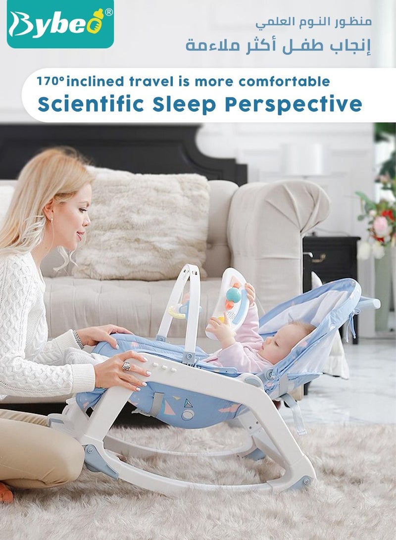 5 in 1 Multifunctional Baby Rocking Chair, Booster Seat, Dinning Dining Chair for Kids, Toddler Stroller With Sunshade Shede, Music and Hanging Toys