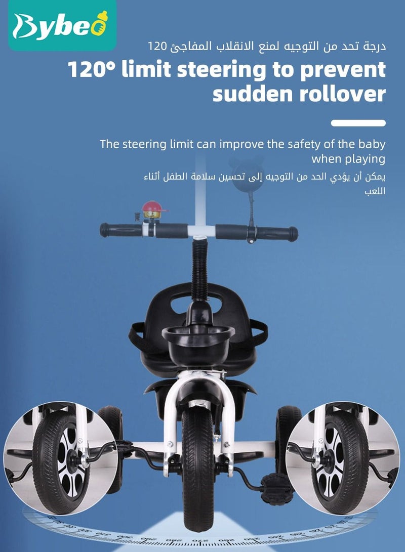 3-in-1 Kids Tricycle, Toddler Trike Bike - Perfect Ride-On Tricycle with Removable Parent Handle, Backrest, Safety Belt for Children Boys & Girls