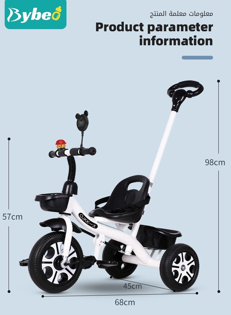 3-in-1 Kids Tricycle, Toddler Trike Bike - Perfect Ride-On Tricycle with Removable Parent Handle, Backrest, Safety Belt for Children Boys & Girls