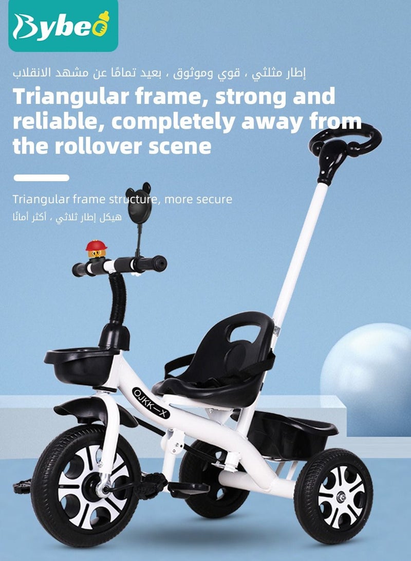 3-in-1 Kids Tricycle, Toddler Trike Bike - Perfect Ride-On Tricycle with Removable Parent Handle, Backrest, Safety Belt for Children Boys & Girls