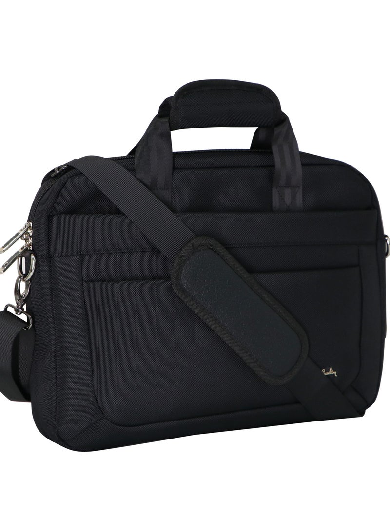 Premium Business Laptop Briefcase 15.6-Inch Laptop Bag Large Capacity Messenger Bag Soft Top Handle Handbag with Long Straps for Men Travel Office Work Black
