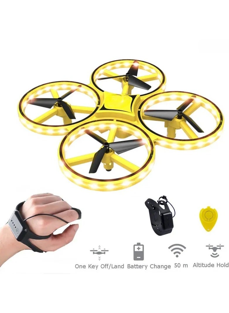 Interactive Watch Induction Drone for Kids Adult, LED Lighting Gesture Remote Control Four-Axis Aircraft RC Quadcopter Flying Toy