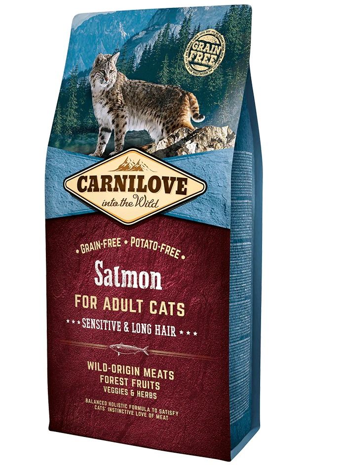 Dry Food with Salmon for Sensitive & Long Hair Adult Cats 6 kg
