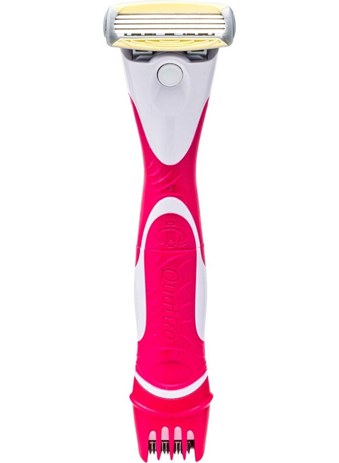 Quattro For Women 4 Blade Hair Trimmer Kit For Women-Razor & Bikini Trimmer In 1-Enriched With Papaya & Pearl-Shave, Trim & Transform-Long Lasting Smooth Shave-Easy Trim-1 Razor With Trimmer