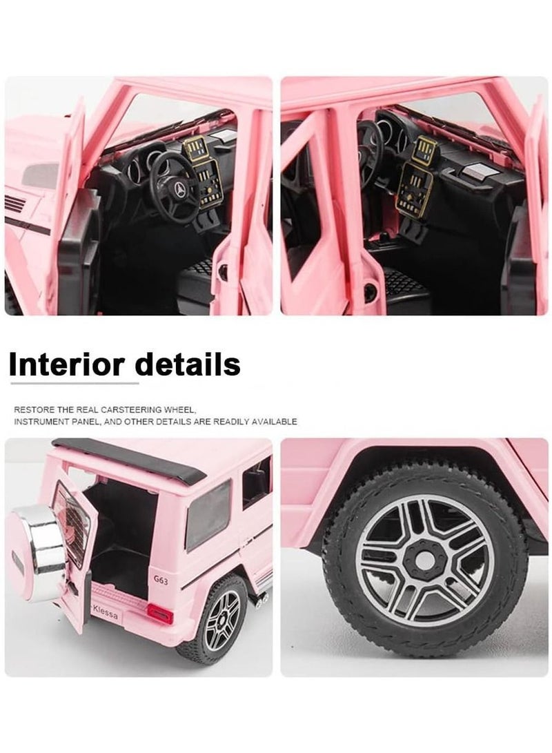 Exquisite car Model 1/24 Benz G63 AMG Car, Zinc Alloy Pull Back Toy with Sound and Light for Kids Boy Girl Gift (Pink)