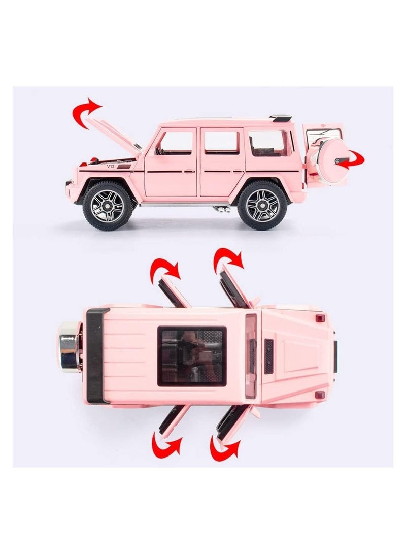 Exquisite car Model 1/24 Benz G63 AMG Car, Zinc Alloy Pull Back Toy with Sound and Light for Kids Boy Girl Gift (Pink)
