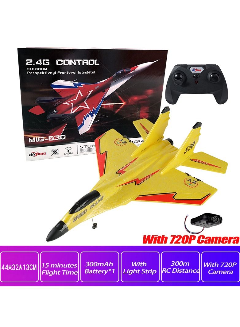 RC Foam Aircraft Remote Control Airplane Foam Toys for Children ZY-530 Yellow With 720P