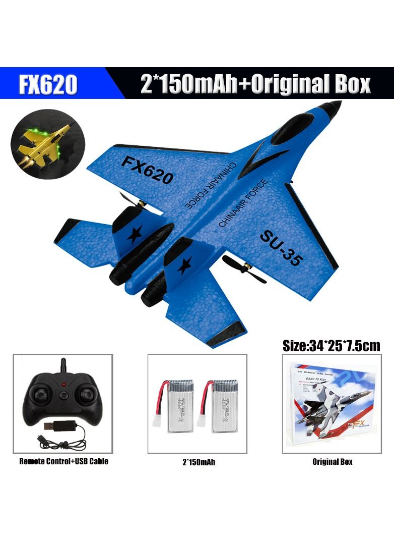 RC Foam Aircraft Remote Control Airplane Foam Toys for Children FX620 With Box Blue