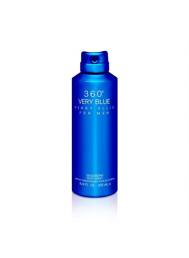 Fragrances 360 Very Blue for Men, Deodorizing Body Spray, 6.8 Fluid Ounce