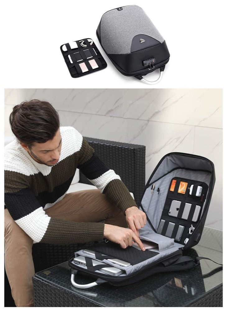 Classic Business Laptop Bag,Water Resistant Anti Theft School Backpack with USB Charging Port for Men