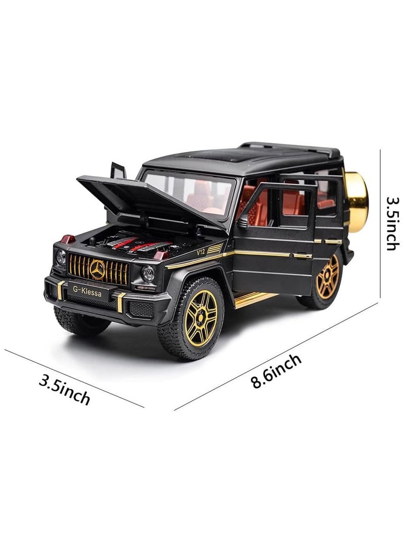 Exquisite car Model 1/24 Benz G63 AMG Car, Zinc Alloy Pull Back Toy with Sound and Light for Kids Boy Girl Gift (Black)