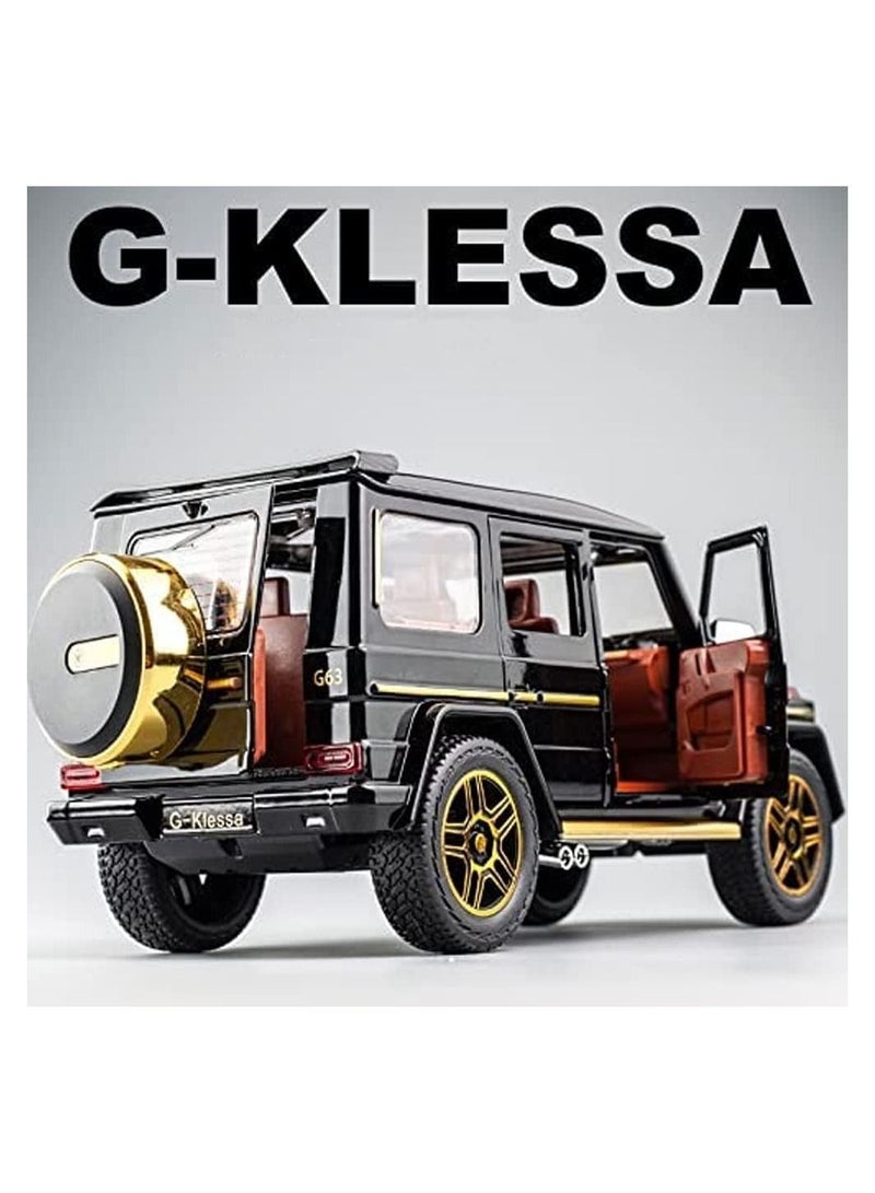Exquisite car Model 1/24 Benz G63 AMG Car, Zinc Alloy Pull Back Toy with Sound and Light for Kids Boy Girl Gift (Black)