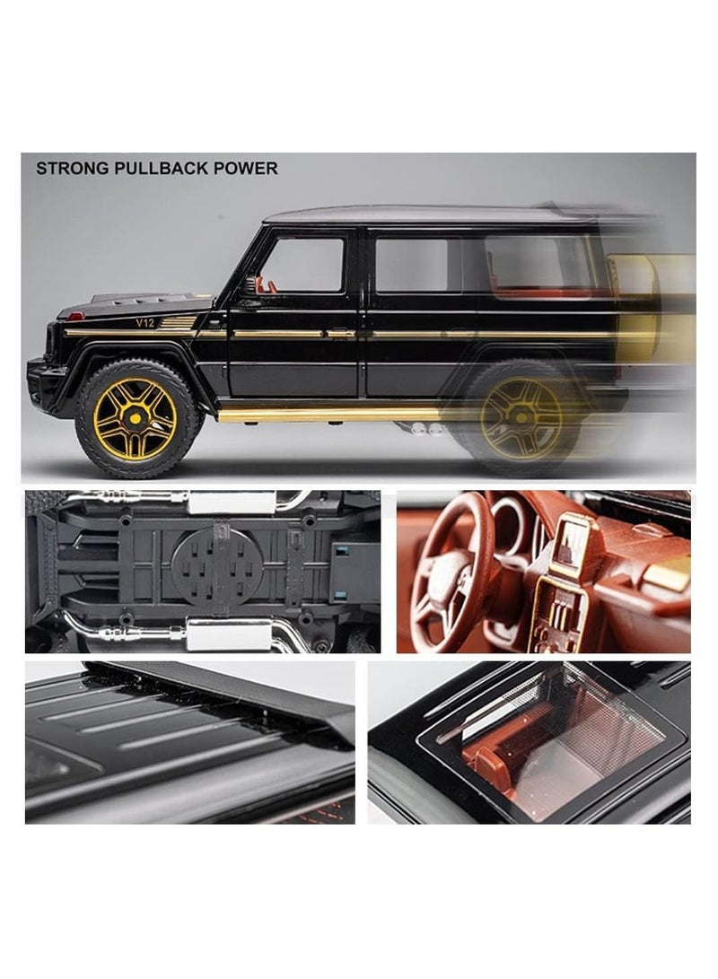 Exquisite car Model 1/24 Benz G63 AMG Car, Zinc Alloy Pull Back Toy with Sound and Light for Kids Boy Girl Gift (Black)