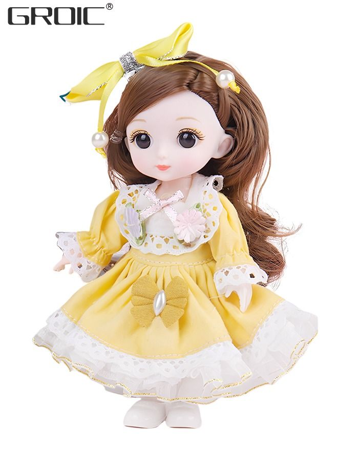 6.3 Inch Little Dolls BJD Doll 21 Ball Jointed Doll DIY Toys with Clothes Outfit Shoes Hair Makeup, Little Dolls Set with Mini Lolita Princess Dolls for Girls Compatible with Doll Houses