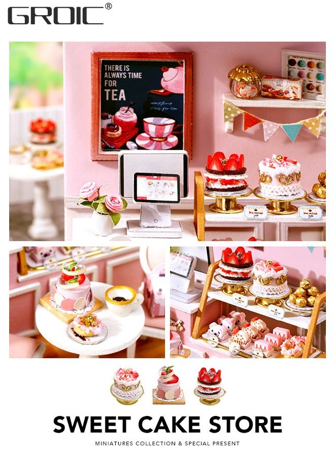 DIY Miniature Dollhouse kit, Wooden Mini Dessert Shop Includes Dustcover Buildable Dollhouse for Teens and Adults,DIY Assembled Toys,Home Decoration